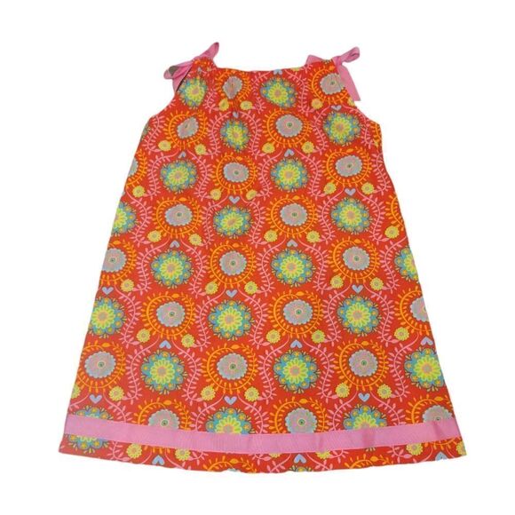 Hanna Andersson Red Pink Floral Ribbon Tie Pillow Case 100% Cotton Dress 120 6/7 - Picture 5 of 10